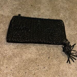 Street level black woven clutch/ wallet wristlet